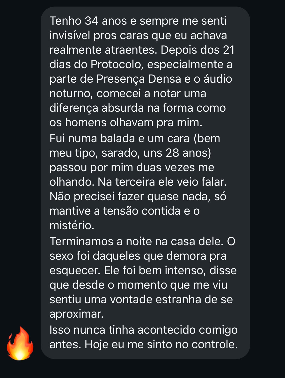 Relato real de cliente sobre o Protocolo M3 — conversa do WhatsApp